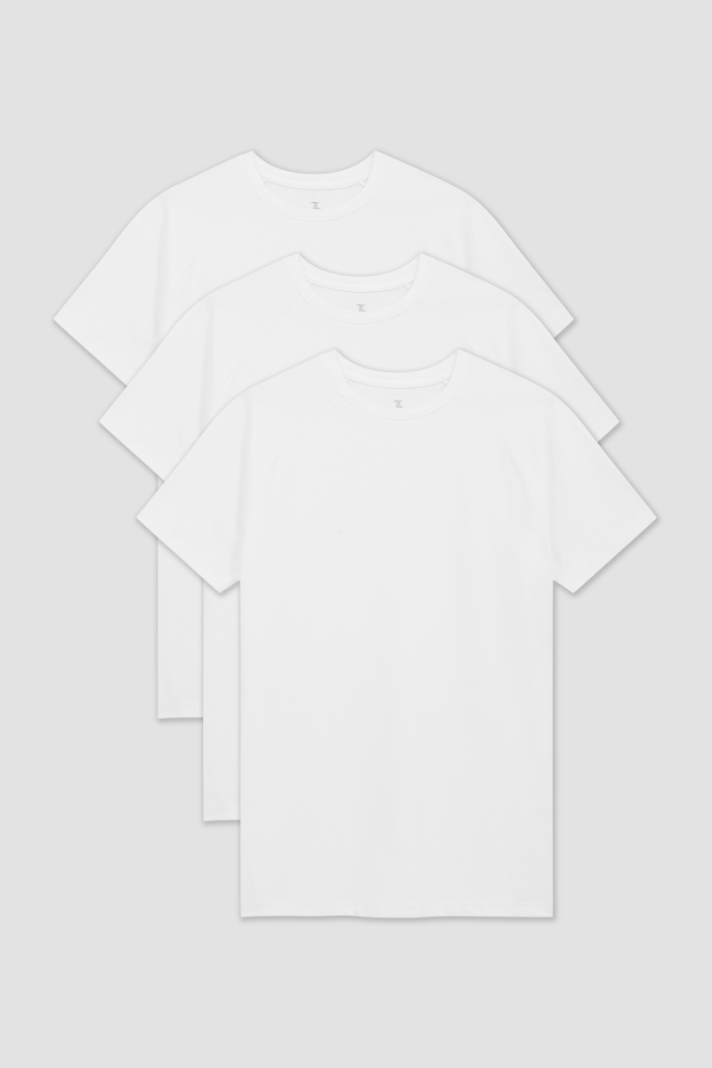 3 Pack Athletic Fit Crew Neck T-Shirt in White - TAILORED ATHLETE - USA