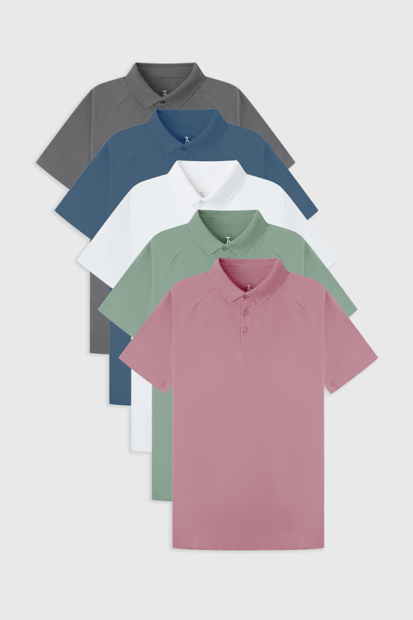 Athletic Fit  Pastels Polo Shirt 5-Pack