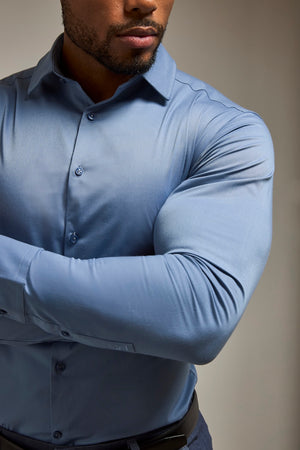 Athletic Fit Dress Shirt in Steel Blue - TAILORED ATHLETE - USA