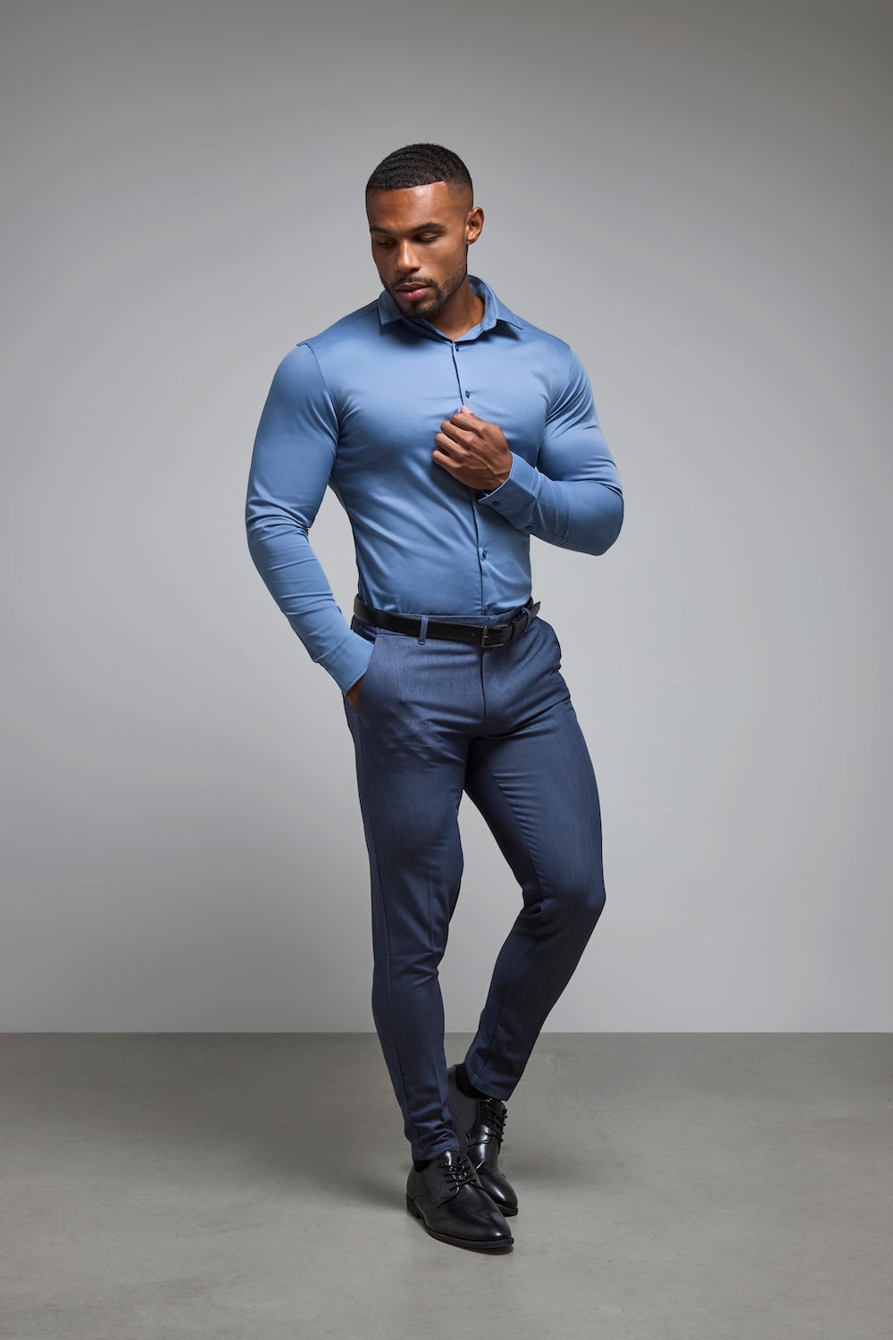 Athletic Fit Dress Shirt in Steel Blue - TAILORED ATHLETE - USA