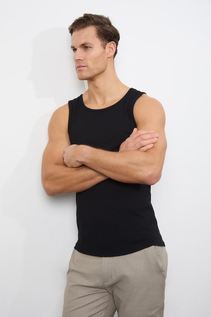 Ribbed Tank Top in Black - TAILORED ATHLETE - USA