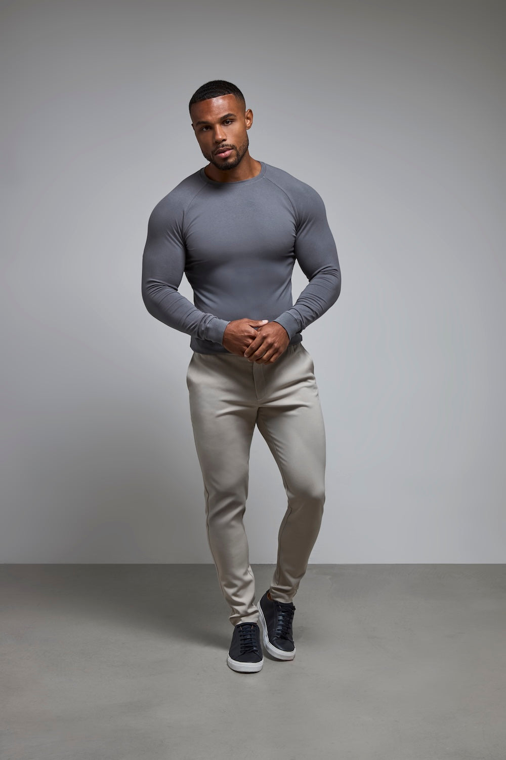 Athletic Fit Long Sleeve T-Shirt in Charcoal - TAILORED ATHLETE - USA