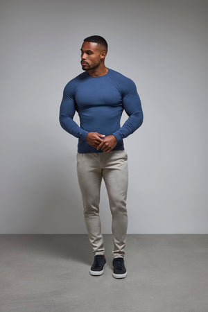Athletic Fit Long Sleeve T-Shirt in Stone Blue - TAILORED ATHLETE - USA