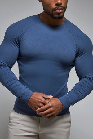 Athletic Fit Long Sleeve T-Shirt in Stone Blue - TAILORED ATHLETE - USA