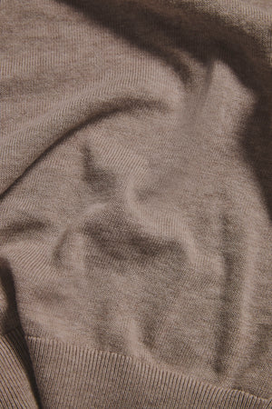 Pure Cotton Knitted Open Collar Polo Shirt in Neutral Marl - TAILORED ATHLETE - USA