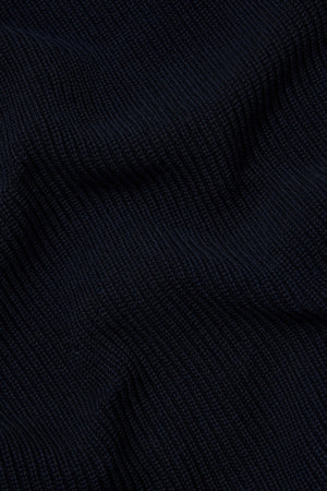 Pure Cotton Knitted Textured Crew Neck Sweater in Navy - TAILORED ATHLETE - USA