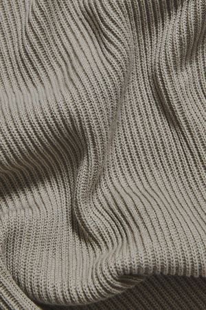 Cotton Textured Knitted Half Zip Polo Shirt in Stone - TAILORED ATHLETE - USA