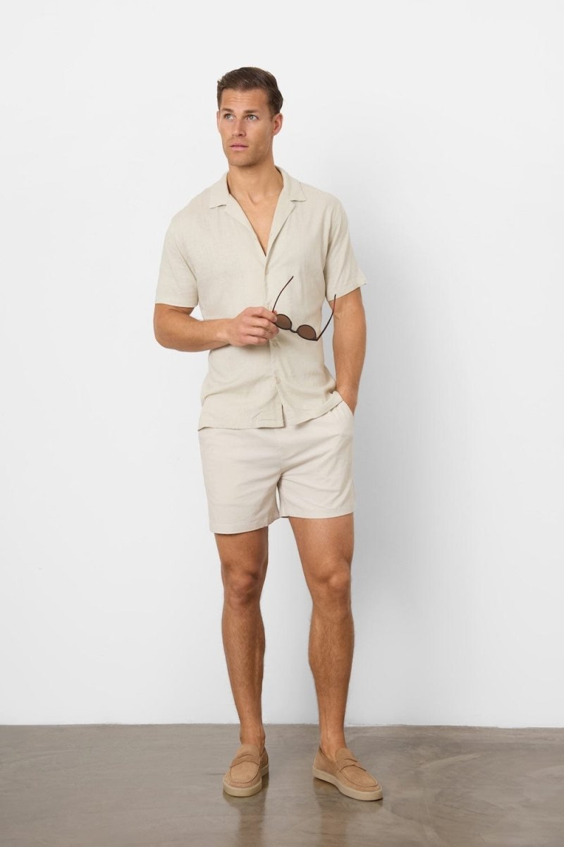Linen Blend Shorts in Stone - TAILORED ATHLETE - USA
