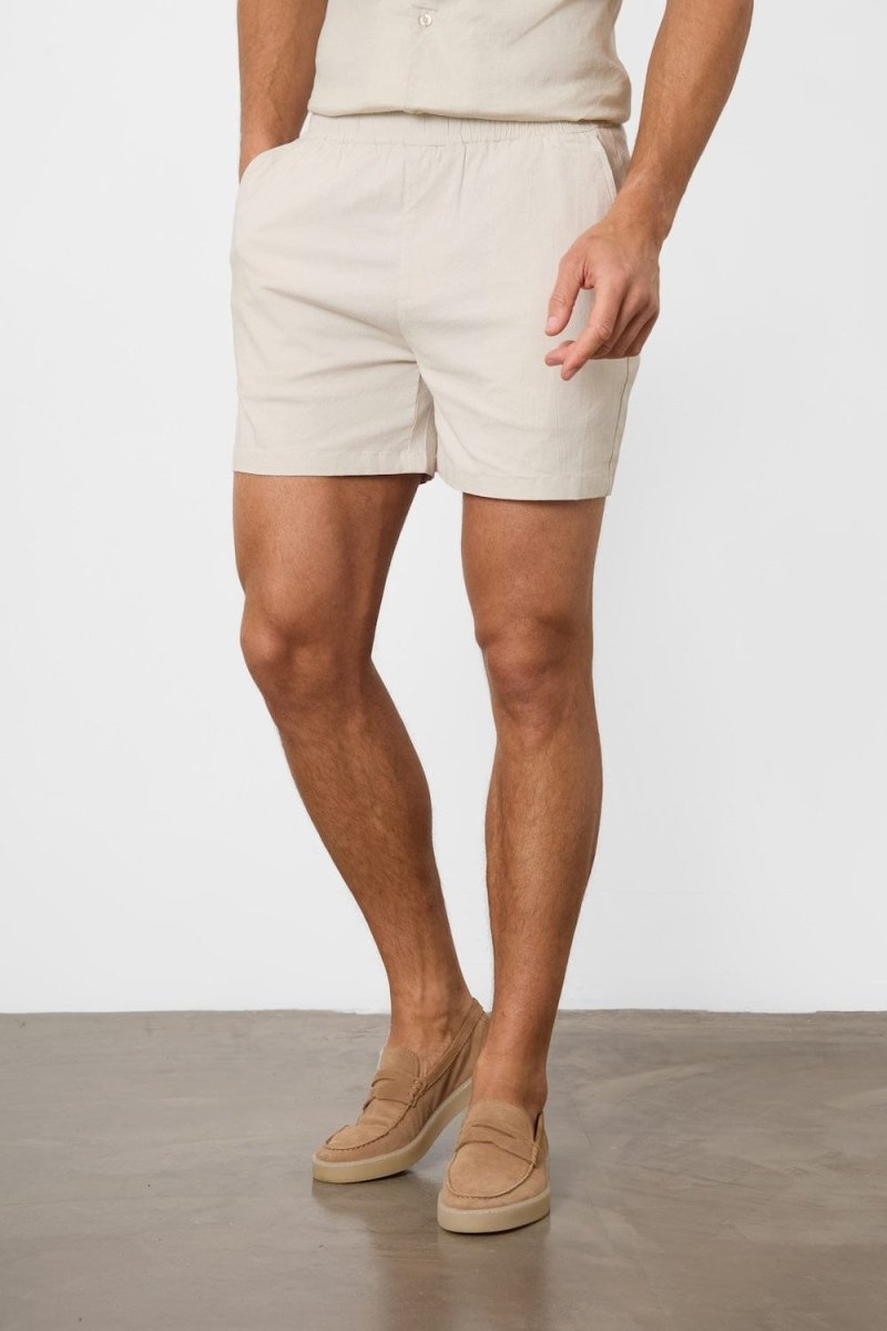 Linen Blend Shorts in Stone - TAILORED ATHLETE - USA