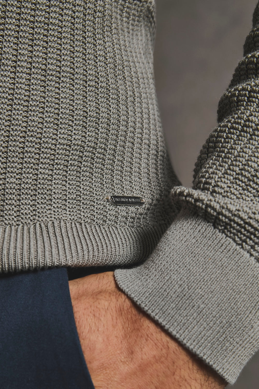 Cotton Textured Knitted Open Collar Polo Shirt in Mole - TAILORED ATHLETE - USA