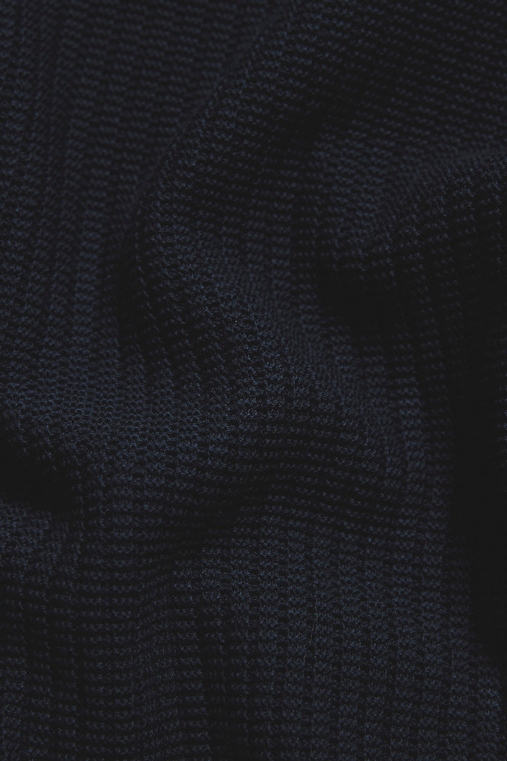 Cotton Textured Knitted Open Collar Polo Shirt in Navy - TAILORED ATHLETE - USA