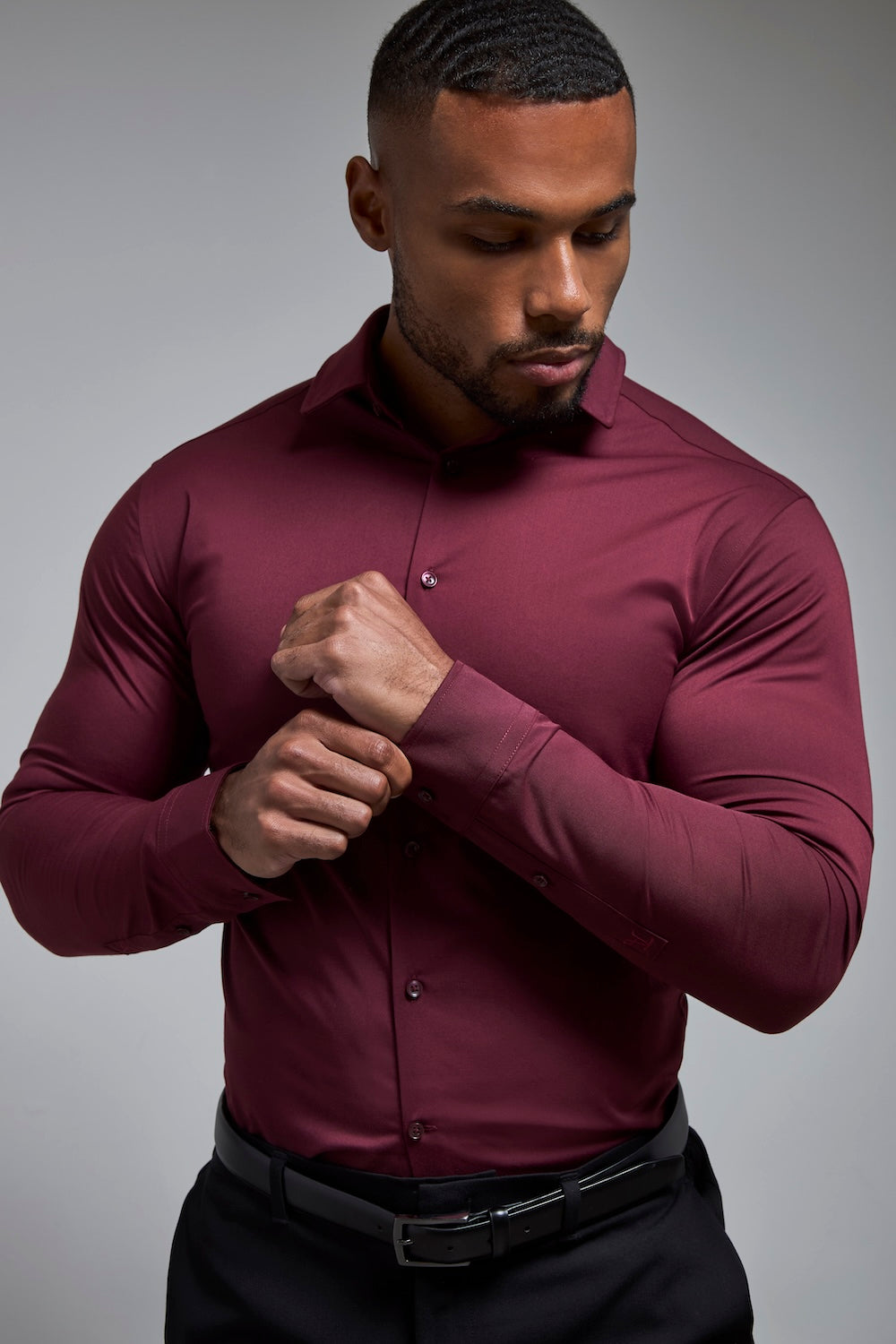 Athletic Fit Dress Shirt in Burgundy - TAILORED ATHLETE - USA