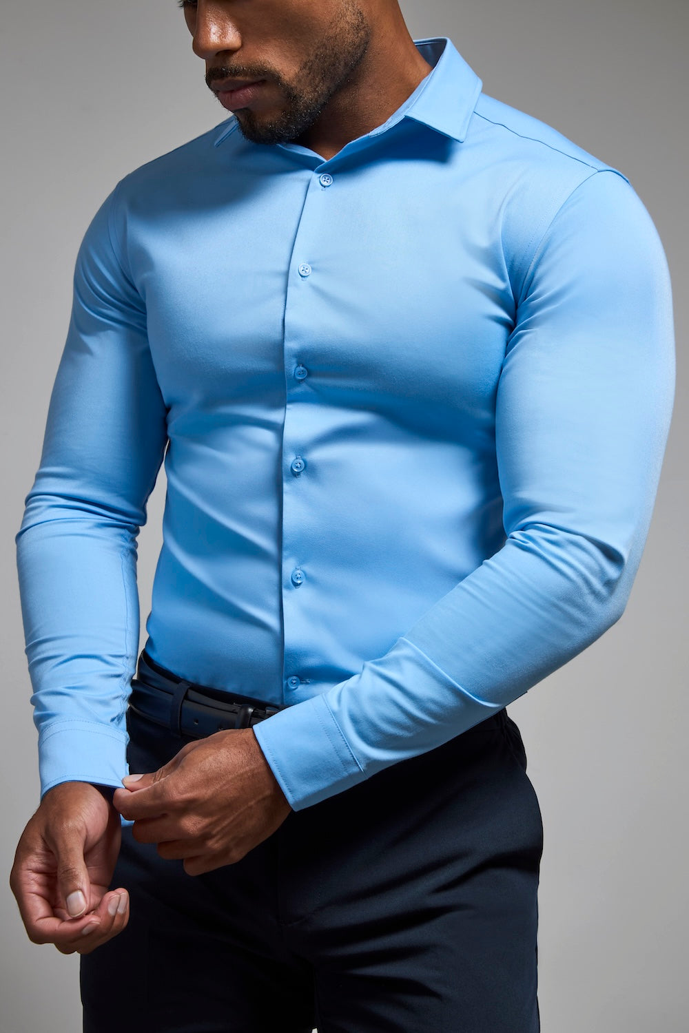 Athletic Fit Dress Shirt in Mid Blue - TAILORED ATHLETE - USA