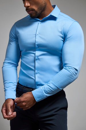 Athletic Fit Dress Shirt in Mid Blue - TAILORED ATHLETE - USA