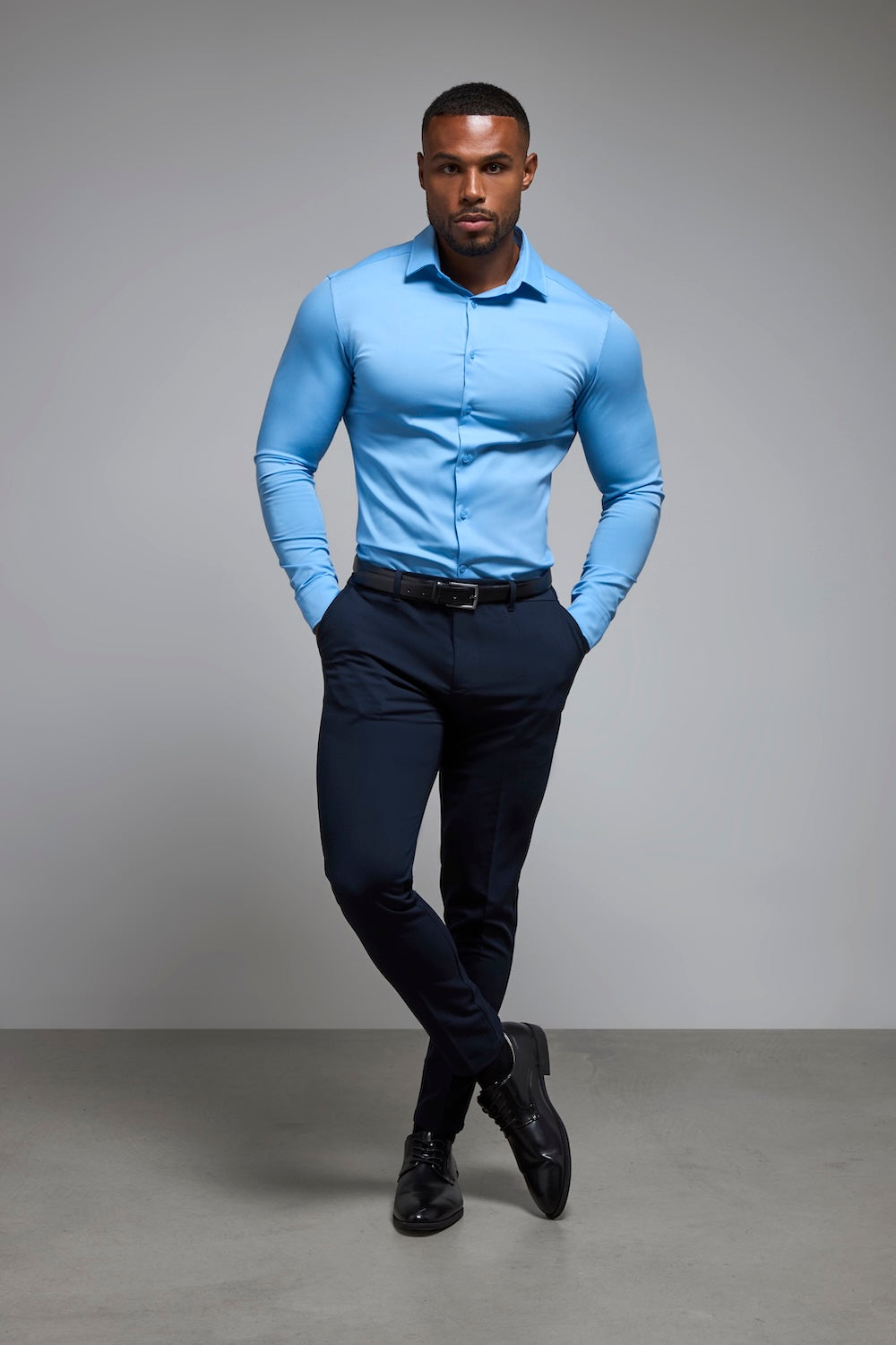 Athletic Fit Dress Shirt in Mid Blue - TAILORED ATHLETE - USA