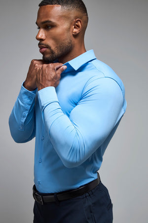 Athletic Fit Dress Shirt in Mid Blue - TAILORED ATHLETE - USA