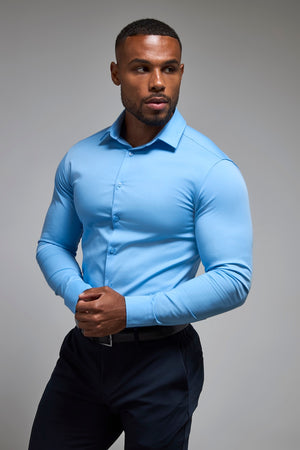 Athletic Fit Dress Shirt in Mid Blue - TAILORED ATHLETE - USA