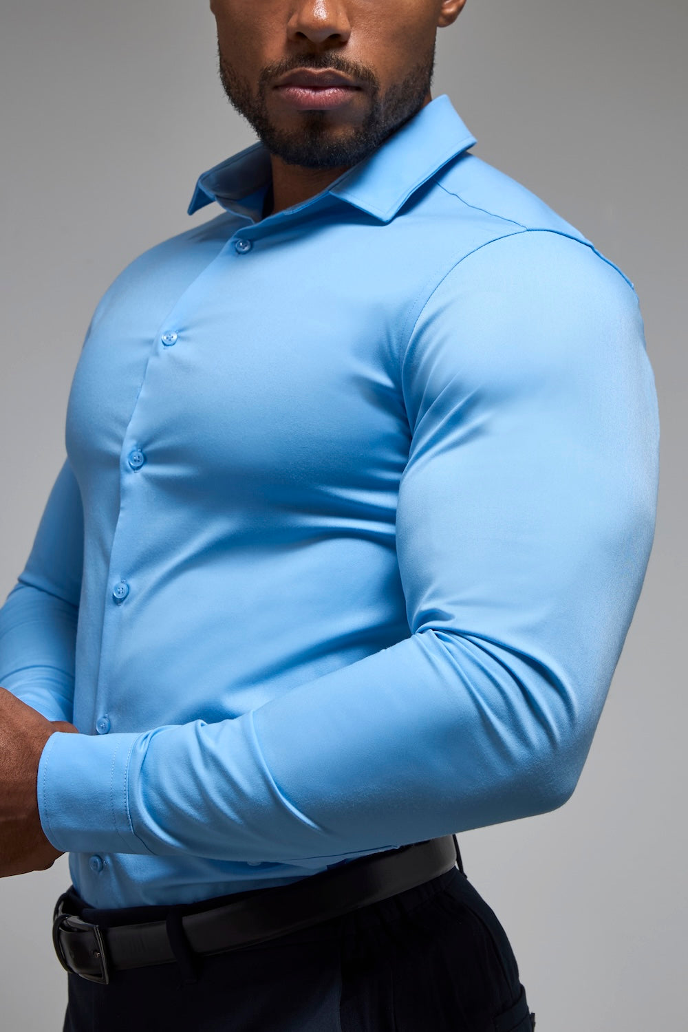 Athletic Fit Dress Shirt in Mid Blue - TAILORED ATHLETE - USA