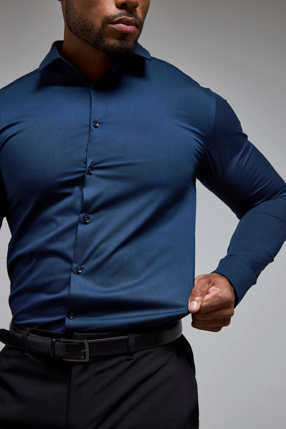 Athletic Fit Dress Shirt in Navy Blue - TAILORED ATHLETE - USA