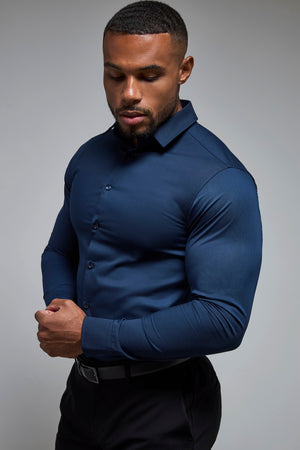 Athletic Fit Dress Shirt in Navy Blue - TAILORED ATHLETE - USA