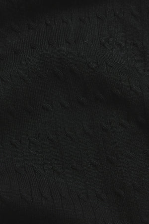 Fine Cable Knitted Polo Shirt in Black - TAILORED ATHLETE - USA