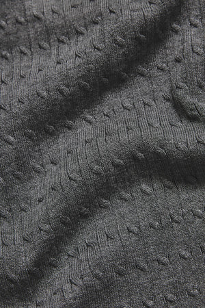 Fine Cable Knitted Polo Shirt in Grey Marl - TAILORED ATHLETE - USA