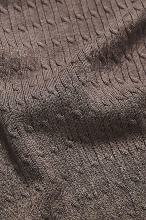 Fine Cable Knitted Polo Shirt in Neutral Marl - TAILORED ATHLETE - USA