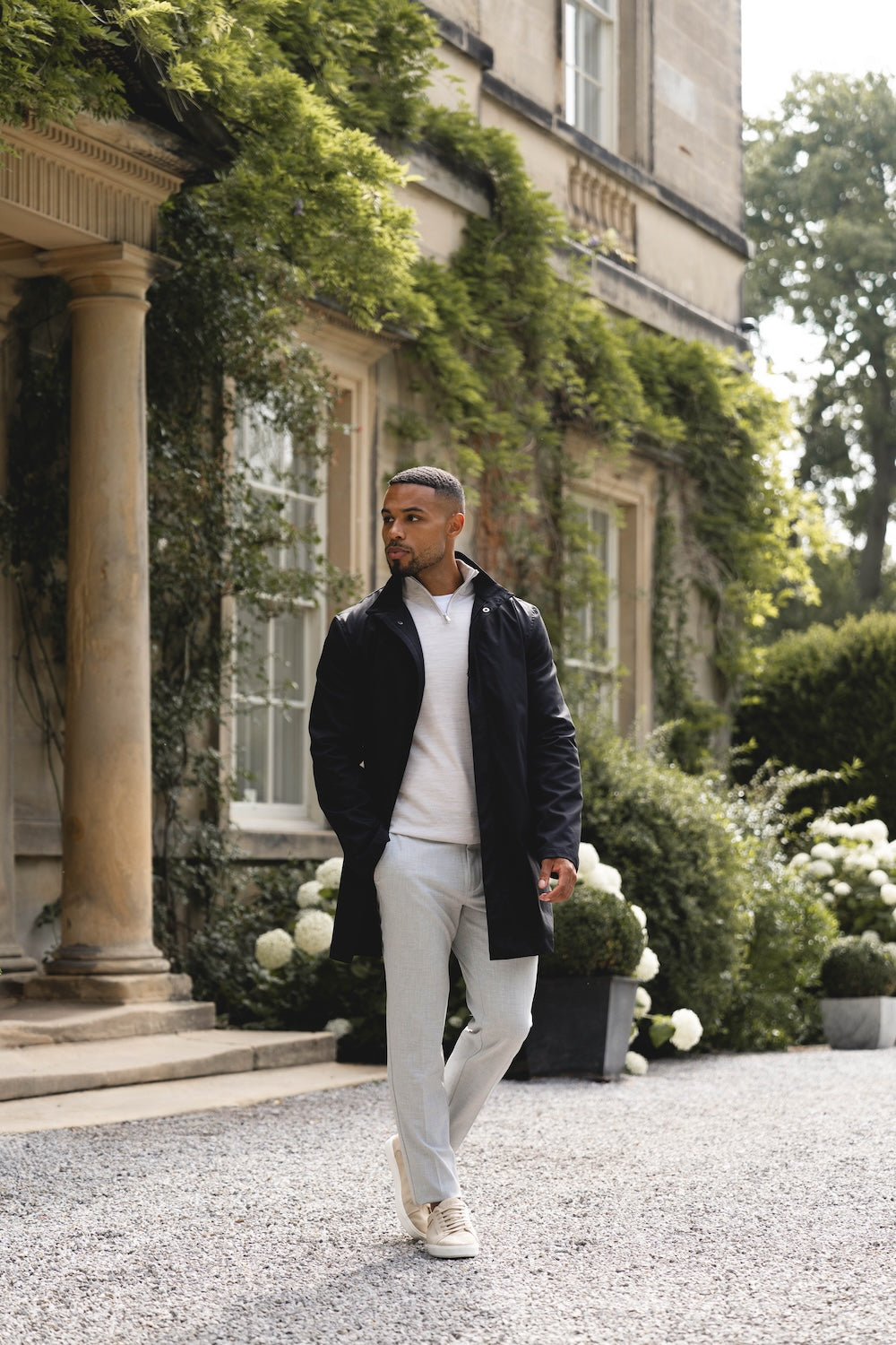 Funnel Neck Shower Resistant Coat in Black - TAILORED ATHLETE - USA