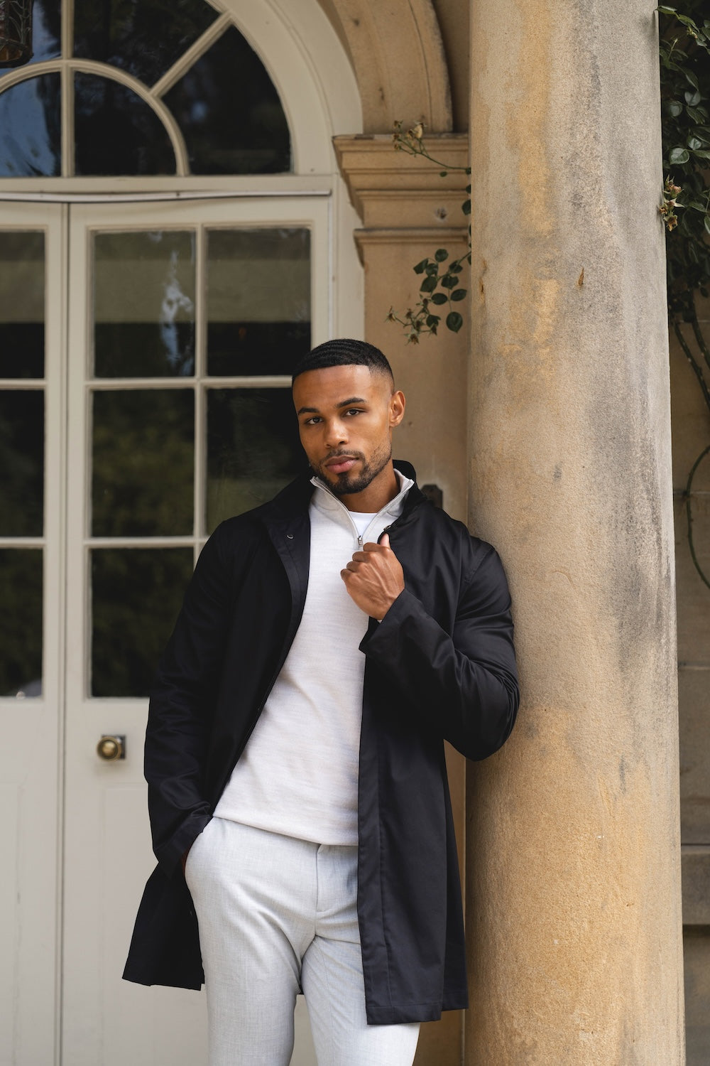 Funnel Neck Shower Resistant Coat in Black - TAILORED ATHLETE - USA