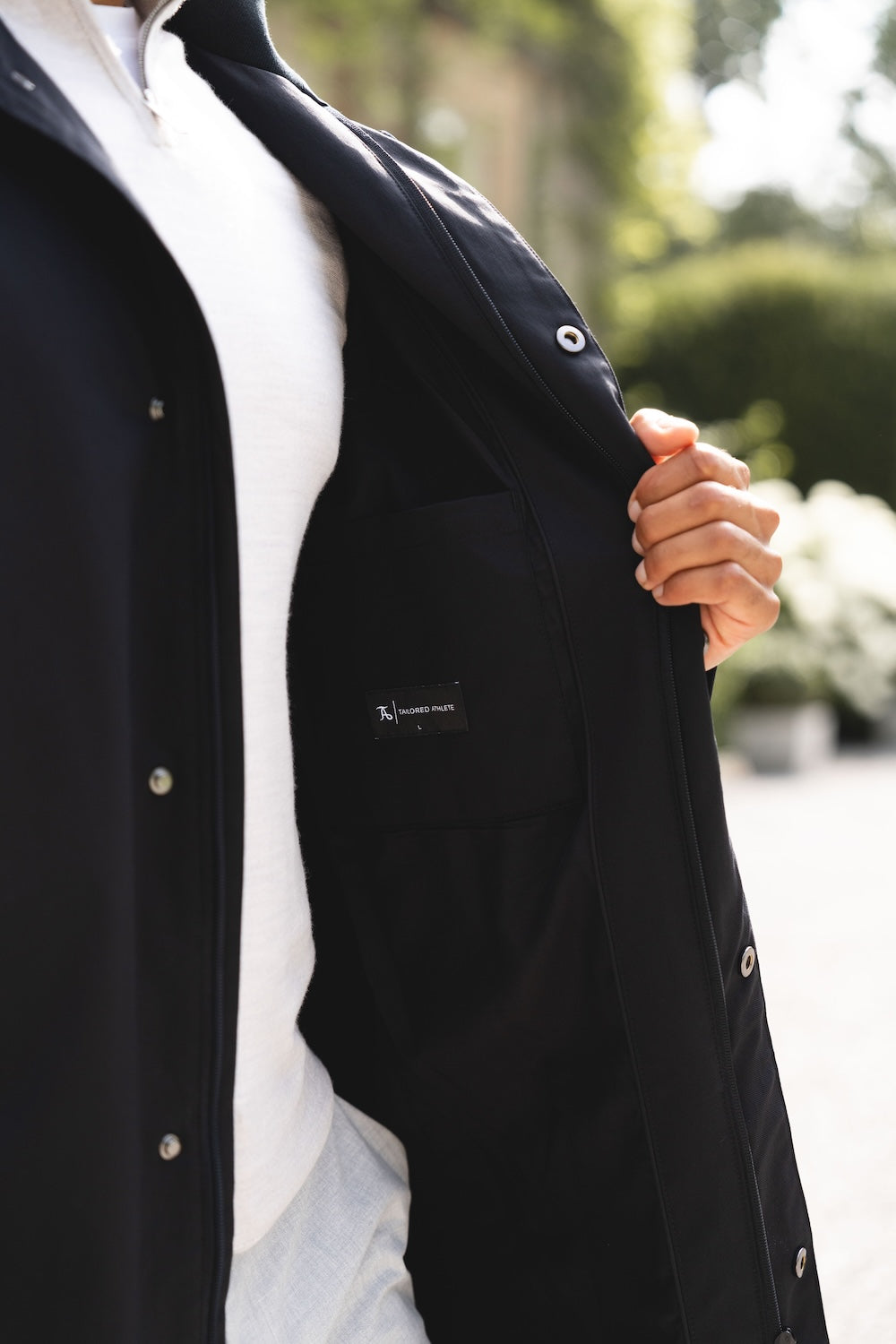 Funnel Neck Shower Resistant Coat in Black - TAILORED ATHLETE - USA