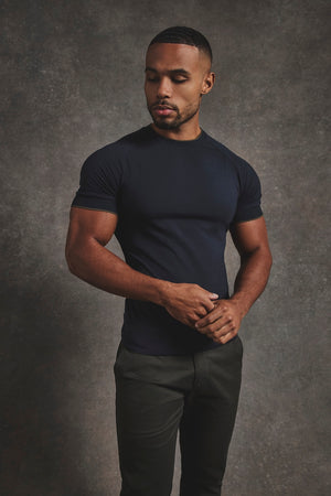 Fine Tipped T-Shirt in Navy and Khaki - TAILORED ATHLETE - USA