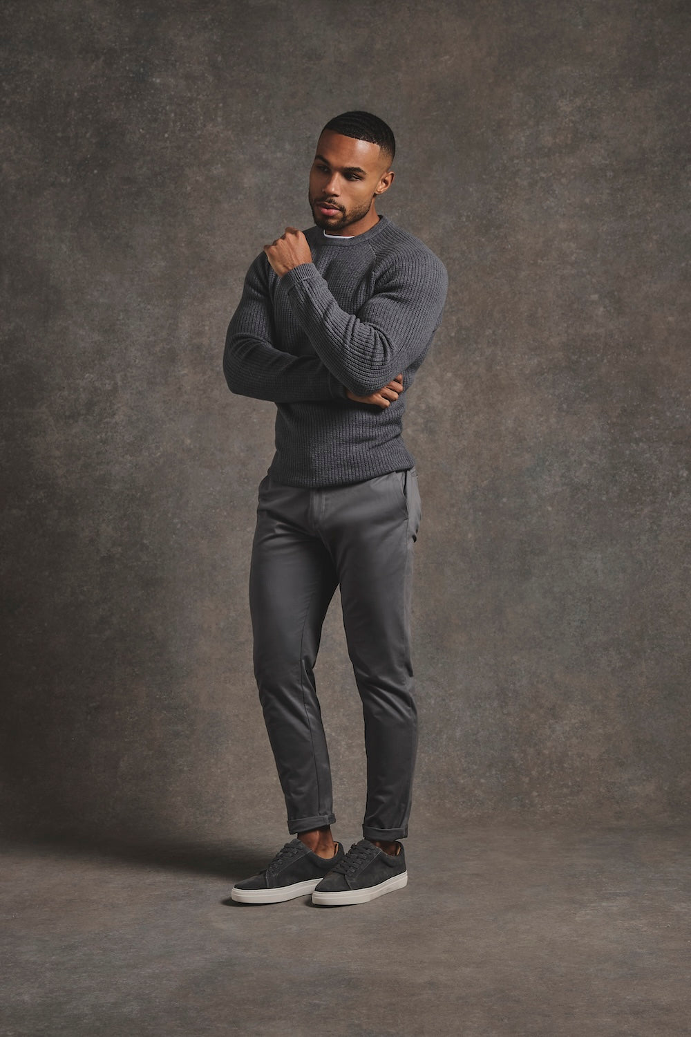 Fisherman Crew Neck Sweater in Iron Grey - TAILORED ATHLETE - USA