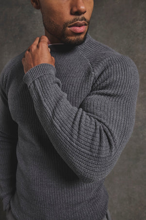Fisherman Crew Neck Sweater in Iron Grey - TAILORED ATHLETE - USA
