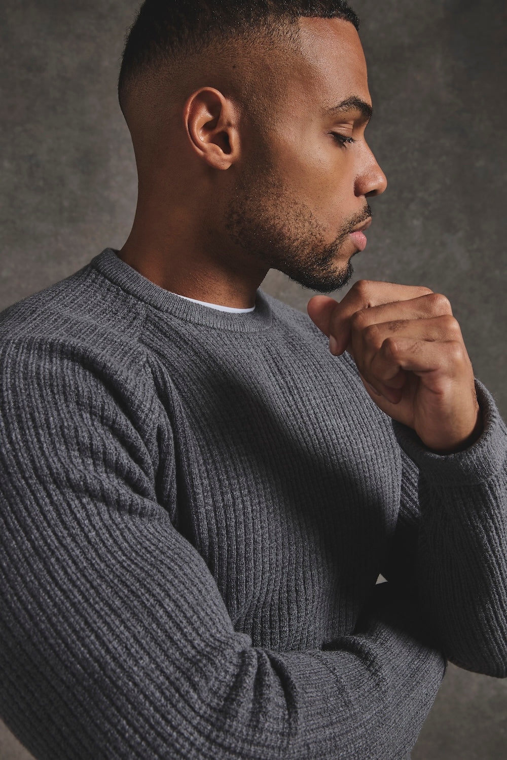 Fisherman Crew Neck Sweater in Iron Grey - TAILORED ATHLETE - USA