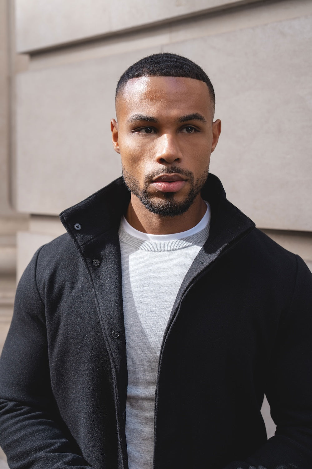 Funnel Neck Overcoat in Black - TAILORED ATHLETE - USA