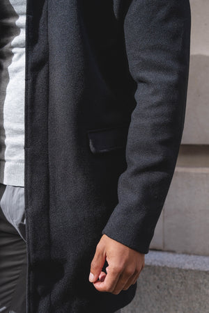 Funnel Neck Overcoat in Black - TAILORED ATHLETE - USA