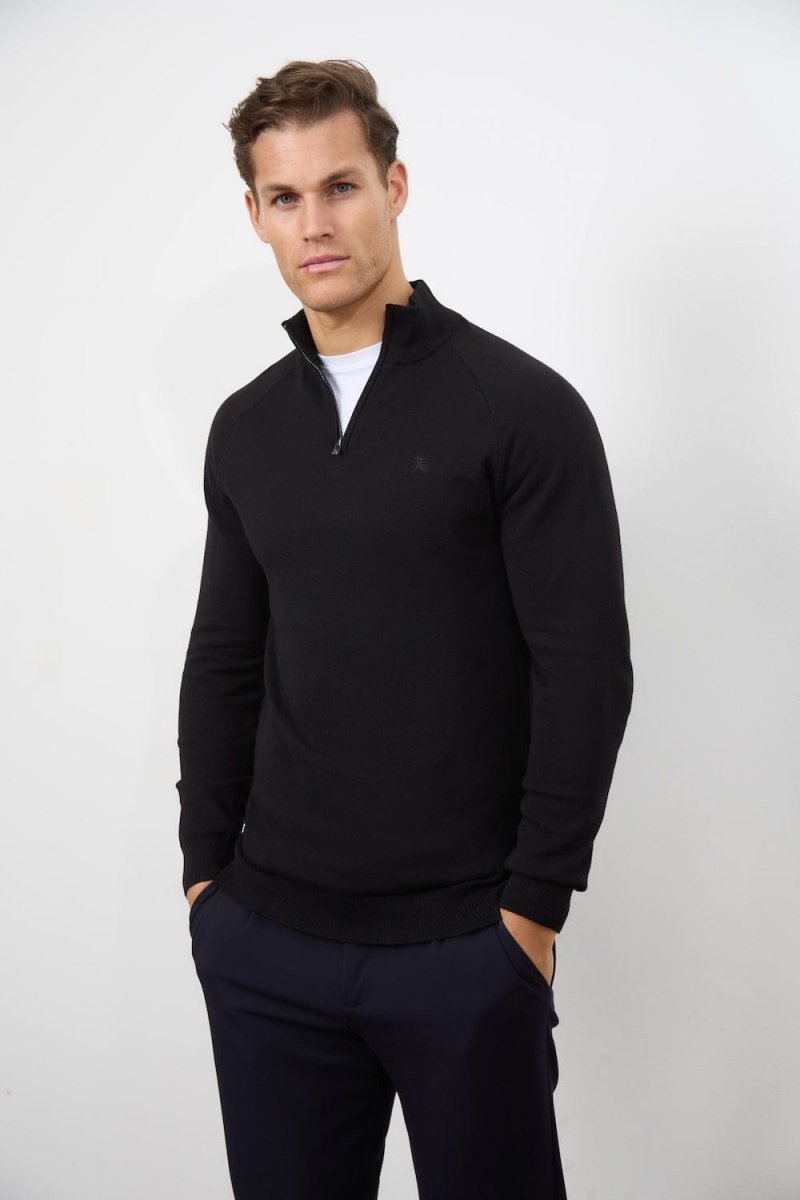 Half Zip Neck in Black - TAILORED ATHLETE - USA