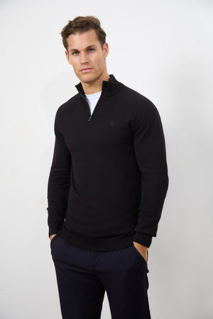 Half Zip Neck in Black - TAILORED ATHLETE - USA