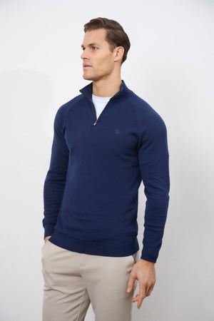 Half Zip Neck in Navy - TAILORED ATHLETE - USA