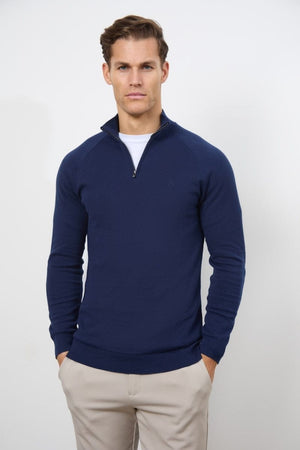 Half Zip Neck in Navy - TAILORED ATHLETE - USA