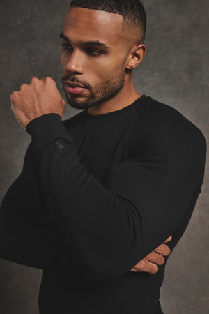 Heavy Weight Textured Crew Neck in Black - TAILORED ATHLETE - USA