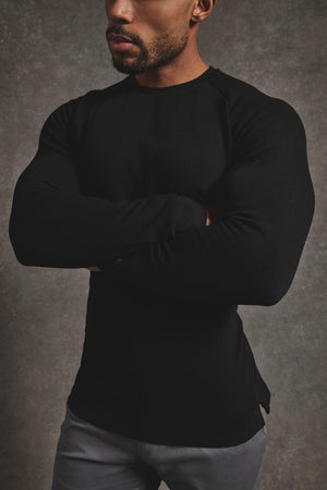 Heavy Weight Textured Crew Neck in Black - TAILORED ATHLETE - USA