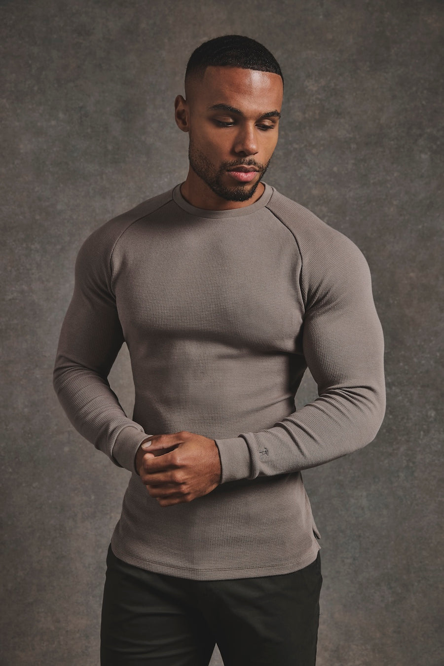 Heavy Weight Textured Crew Neck in Soft Khaki - TAILORED ATHLETE - USA