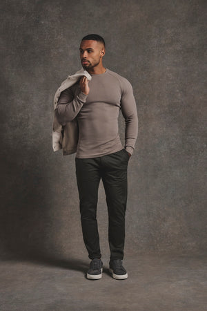 Heavy Weight Textured Crew Neck in Soft Khaki - TAILORED ATHLETE - USA