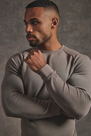 Heavy Weight Textured Crew Neck in Soft Khaki - TAILORED ATHLETE - USA