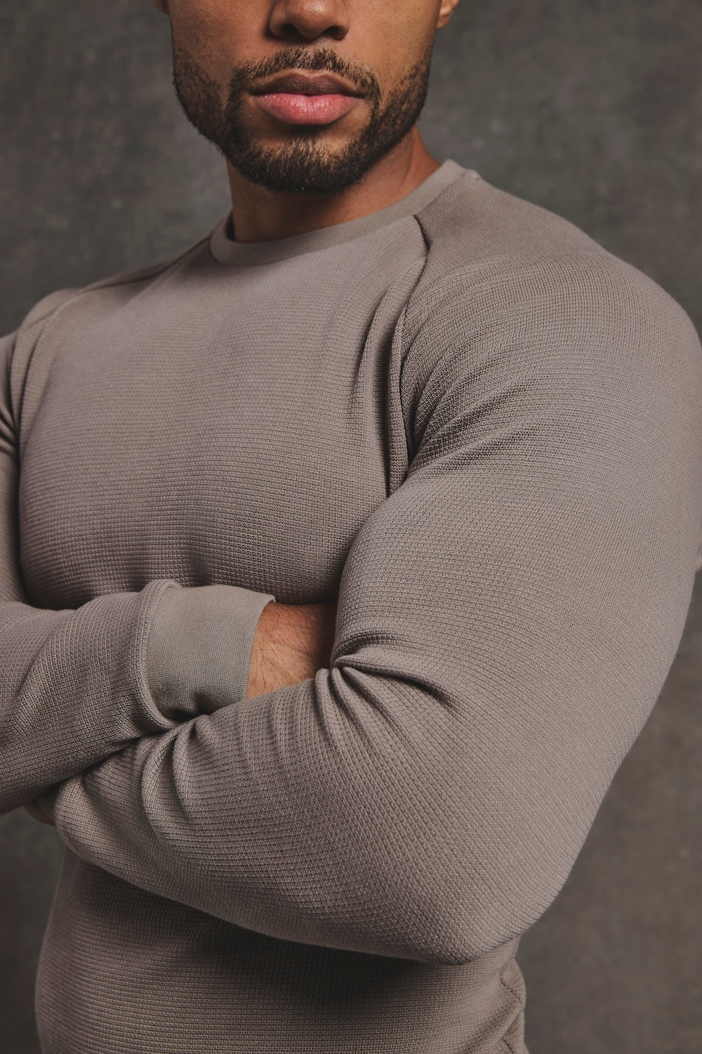 Heavy Weight Textured Crew Neck in Soft Khaki - TAILORED ATHLETE - USA