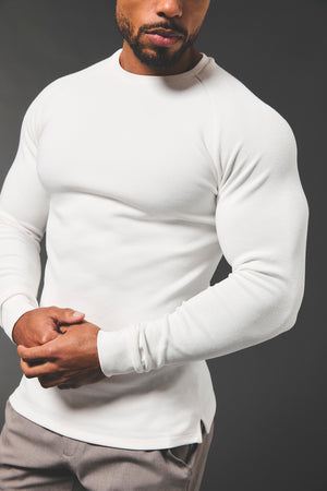 Heavy Weight Textured Crew Neck in White - TAILORED ATHLETE - USA