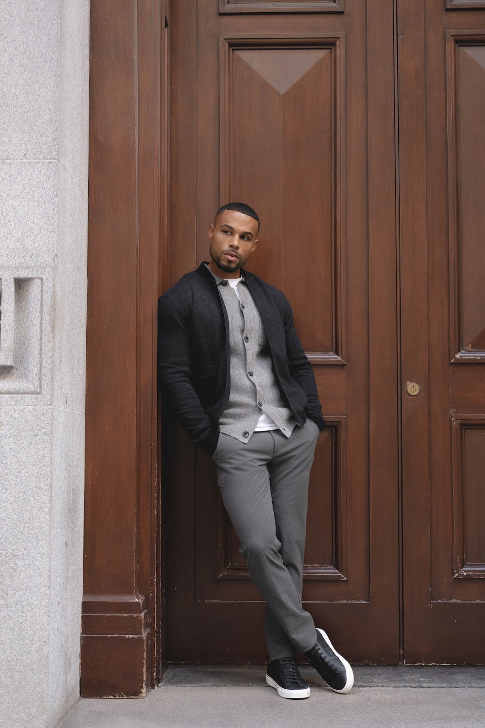 Herringbone Bomber Jacket in Dark Charcoal - TAILORED ATHLETE - USA