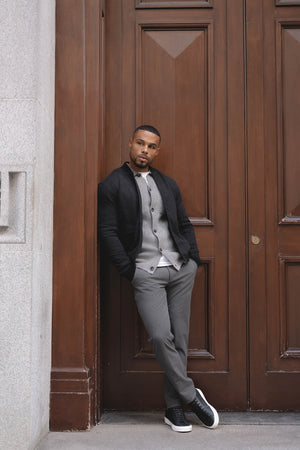 Herringbone Bomber Jacket in Dark Charcoal - TAILORED ATHLETE - USA