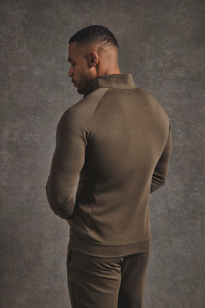 Interlock Half Zip Sweatshirt in Deep Khaki - TAILORED ATHLETE - USA